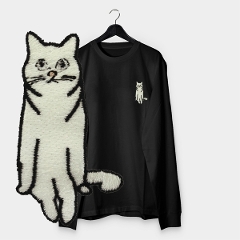 刺繍Tシャツ 刺繍 ロンＴ  Ｔシャツ 長袖　ねこ ネコ