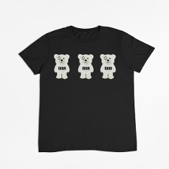 刺繍Tシャツ 3D刺繍 Tシャツ　クマ ワッペン