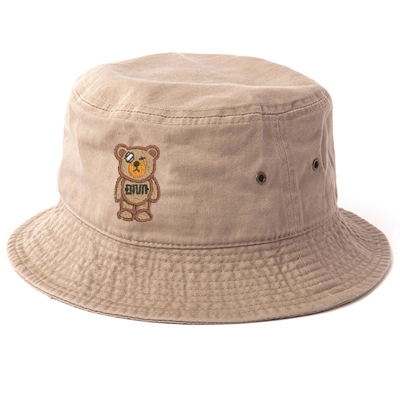 バケットハット コットン クマ 刺繍 帽子