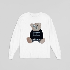 刺繍Tシャツ 3D刺繍 ロンＴ クマ ベア 長袖