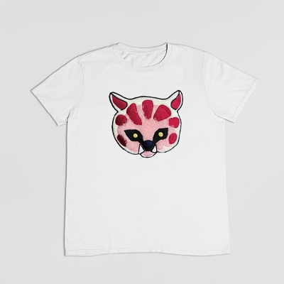刺繍Tシャツ 3D刺繍 レオパード 豹 もこもこ ワッペン