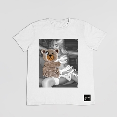 もこもこ クマ ワッペン刺繍 sexy ガールプリント Tシャツ 3D刺繍