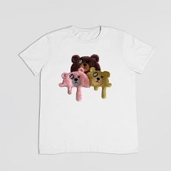 もこもこ クマ アイス くま ワッペン刺繍 プリント Tシャツ 3D刺繍 