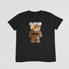 もこもこ クマ 包帯 くま ワッペン刺繍 プリント Tシャツ 3D刺繍 