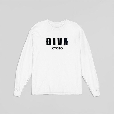 DIVA　kyoto　ロゴ 刺繍 ロンT長袖 トップス ブラック ホワイト