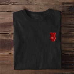 クマ　ワンポイント　刺繍Tシャツ 3D刺繍 半袖