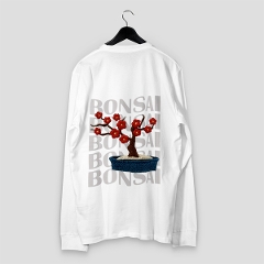 盆栽 梅　もこもこ　ぷくぷく 和柄　ワッペン刺繍Tシャツ 3D刺繍 ロンＴ