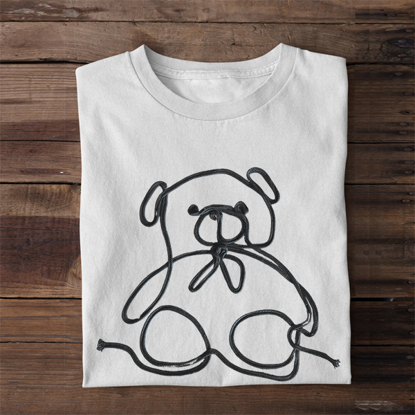 ラインアート クマ テディ ストリング 刺繍Tシャツ 3D刺繍 全