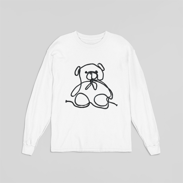 ラインアート クマ テディ ストリング 刺繍 ロンT ラインアート クマ テディ ストリング 刺繍Tシャツ 3D刺繍 ロン